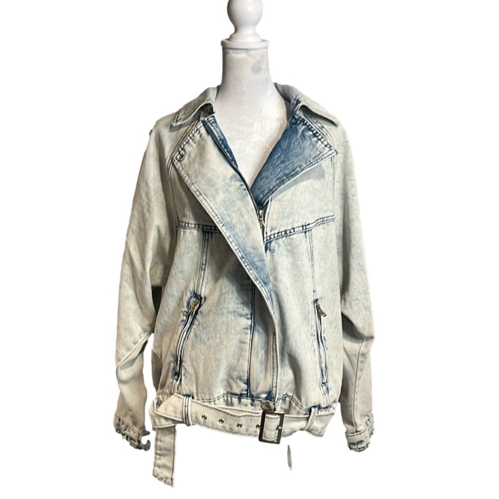 Forever 21 NWT acid wash vintage style light denim wash Jean jacket - S - Picture 3 of 15